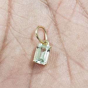 5x7 mm Baguette Aquamarine 14k Gold Charm Pendant, Aquamarine Cut stone, Necklace Pendant, Clean and Top Graded Quality, Women Pendant