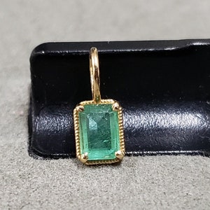 14k Gold Zambian Emerald Charm, Rectangle Shape, DIY findings, Gold Jewelry, Precious Emerald Gemstone, Birthday Charms, Price per piece