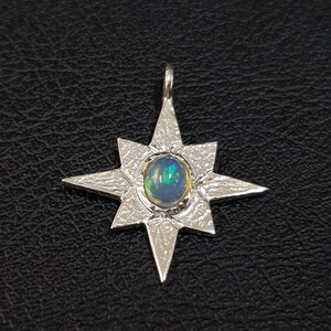 925 Silver Ethiopian Opal Star Women Charms, Dainty Charms Pendant, Necklace Charms, Multi Fire Opal/Handmade Wedding Anniversary Charm Gift image 1