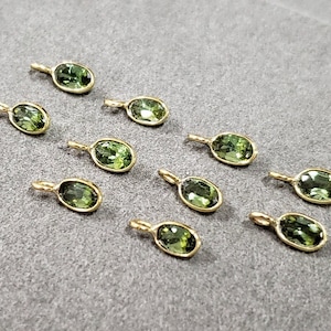 Green Tourmaline 18k Gold Charms, Natural Tourmaline, Amazing Color, Perfect Accessory, Gold Jewelry Making, Price per piece