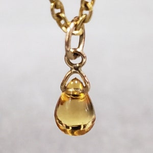 Drilled 14k Gold Teardrop Shape Citrine Pendant Necklace, Citrine Gemstone, Gold Jewelry, Gift For Her, Cabochon Citrine, Awesome Color