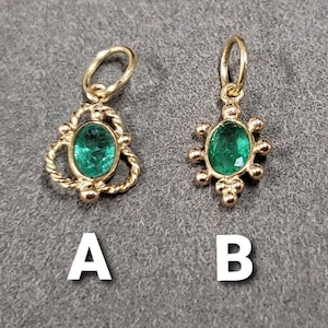 Pendentif émeraude de Zambie en or 14 carats : breloque bricolage fait main