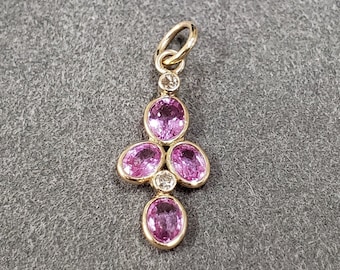 Oval Pink Sapphire 14k Gold Pendant with Diamond: Bezel Setting