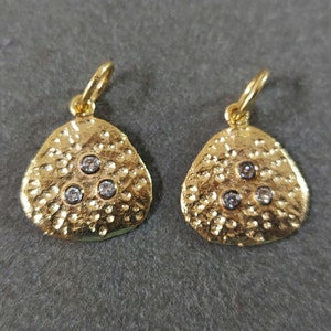 Hammered 14k Gold Diamond Pendant Necklace, Gold jewelry, Organic Shape, Handmade Findings, Stacking Pendants, Price Per Piece, Gift For Her