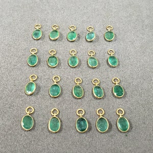 Zambian Emerald 18k Gold Pendant, Oval Shape, Earring Findings, Bezel setting, Precious Stone, Green Emerald, Price per piece