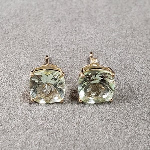 Cushion Aquamarine 14k Gold Studs, Birthstone Studs, Pushback, Prong Setting, Gift for Her, 1 pair, Gold Jewelry