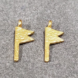 Gold Vermeil Flag Charm: 925 Silver Handmade Pendant