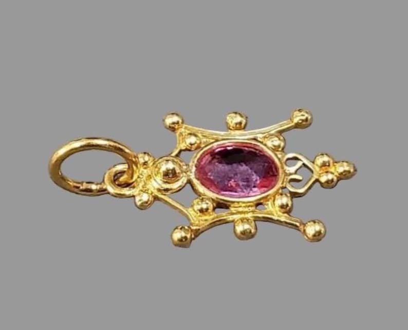 unique gold pendant with pink gemstone designer style