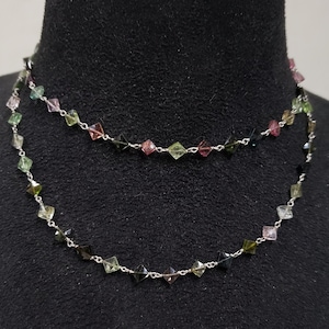 Multi Tourmaline Women Necklace Set, 925 Silver Chain Necklace, Natural Long Necklace, Silver Necklace Jewelry, Engagement Necklace Set
