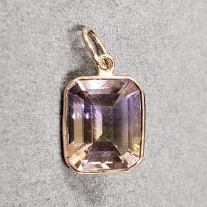 14k Gold Ametrine Pendant, Necklace Pendant, Solid Gold, Octagon Shape, Gift for Her, Bezel Setting, AAA Grade, 14k