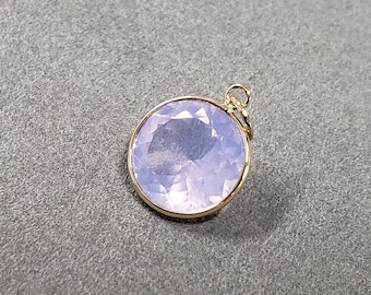 14k Gold Lavender Quartz Pendant, Excellent Quality, Necklace Findings, Jewelry Making, Bezel Setting, Transparent and clean