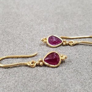 18k Gold Natural Ruby Earring, 18k Gold Earwires, Jewelry Findings, Drop Earring, Dainty Earwire, Ruby Jewelry, Gift for Her