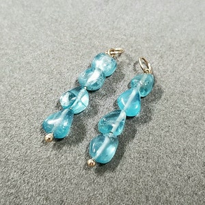 Tumble drilled 14k Gold Apatite Pendant, Gold Pendant, Necklace Charms pendant, Gold Findings, Natural Apatite, Gold Jewelry, Gift for Her