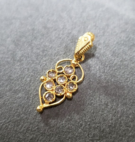 ハンドメイド18Kゴールドフローラルダイヤモンドペンダント：高級