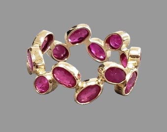 Handgemachte 14k Gold Rubin Eternity Band – Rosa Edelstein Ring