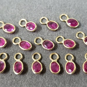 18k Gold Ruby Charms, Flat front ring, Necklace Findings, Oval Ruby, Small Dainty Charm, Price per piece, Diy Charms, Price per piece