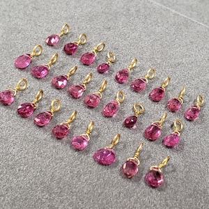 Briolette 18k Gold Pink Tourmaline Pendant, Necklace Findings, Natural Tourmaline Gemstone, Gift for Her, Drilled Gemstone, Gift For Her