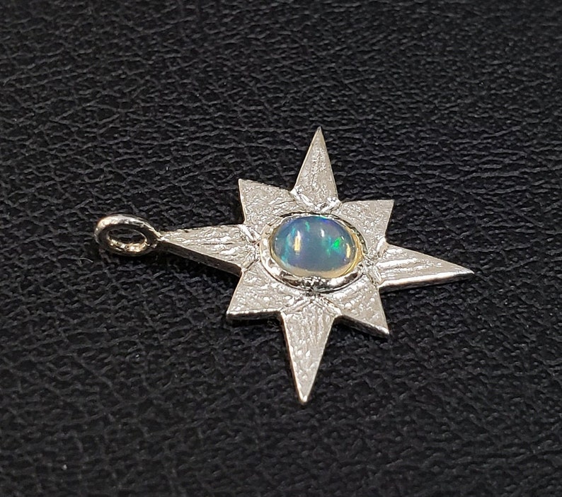925 Silver Ethiopian Opal Star Women Charms, Dainty Charms Pendant, Necklace Charms, Multi Fire Opal/Handmade Wedding Anniversary Charm Gift image 4