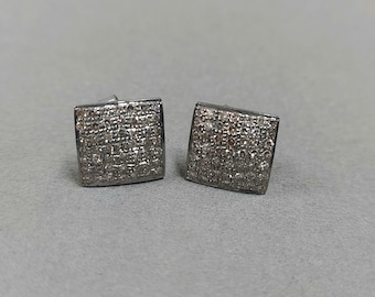 Women Silver Diamond Earring Set, Stud Earring, Silver Jewelry, Square Diamond Studs, Bridal Gift, Earring Set For Women, Christmas Gift