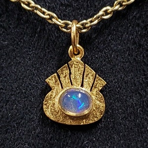 Hammered Multi Fire Ethiopian Opal Gold Vermeil Pendant, Silver Jewelry, Necklace Findings, Bezel Setting, Cabochon Gemstone