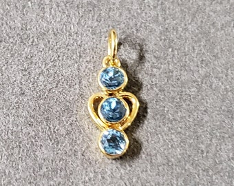 14k Gold Swiss Blue Topaz Pendant: Handmade Minimalist Design