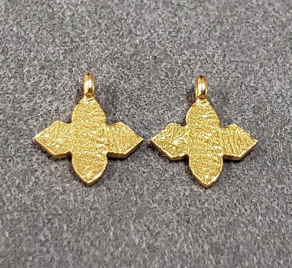 Hammered Gold Vermeil Cross Charm: 925 Silver Religious Pendant (9.50mm)