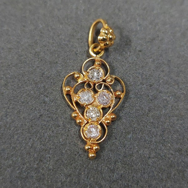 Gold Diamond Pendant, 18k Handmade Gold Pendant Necklace, Designer Pendant, 1 Piece Available, Gift for Her, Women Pendant,