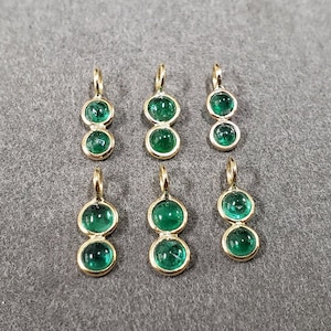 Emerald 18k Gold Charms, Zambian Emerald, Gold Jewelry, Charms Pendant, Emerald Jewelry, Cabochon Charms, Gemstone Findings, Precious Stone