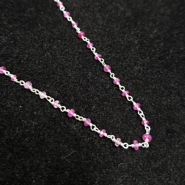 Pink Topaz 925 Silver Long Chain Women Necklace Set, Boho Dainty Minimal Bridal Gift, Silver Necklace Jewelry, Engagement Gift Necklace Set,