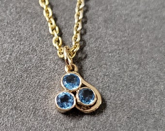 Dainty 14k Gold Swiss Blue Topaz Pendant: Minimalist Handmade Jewelry