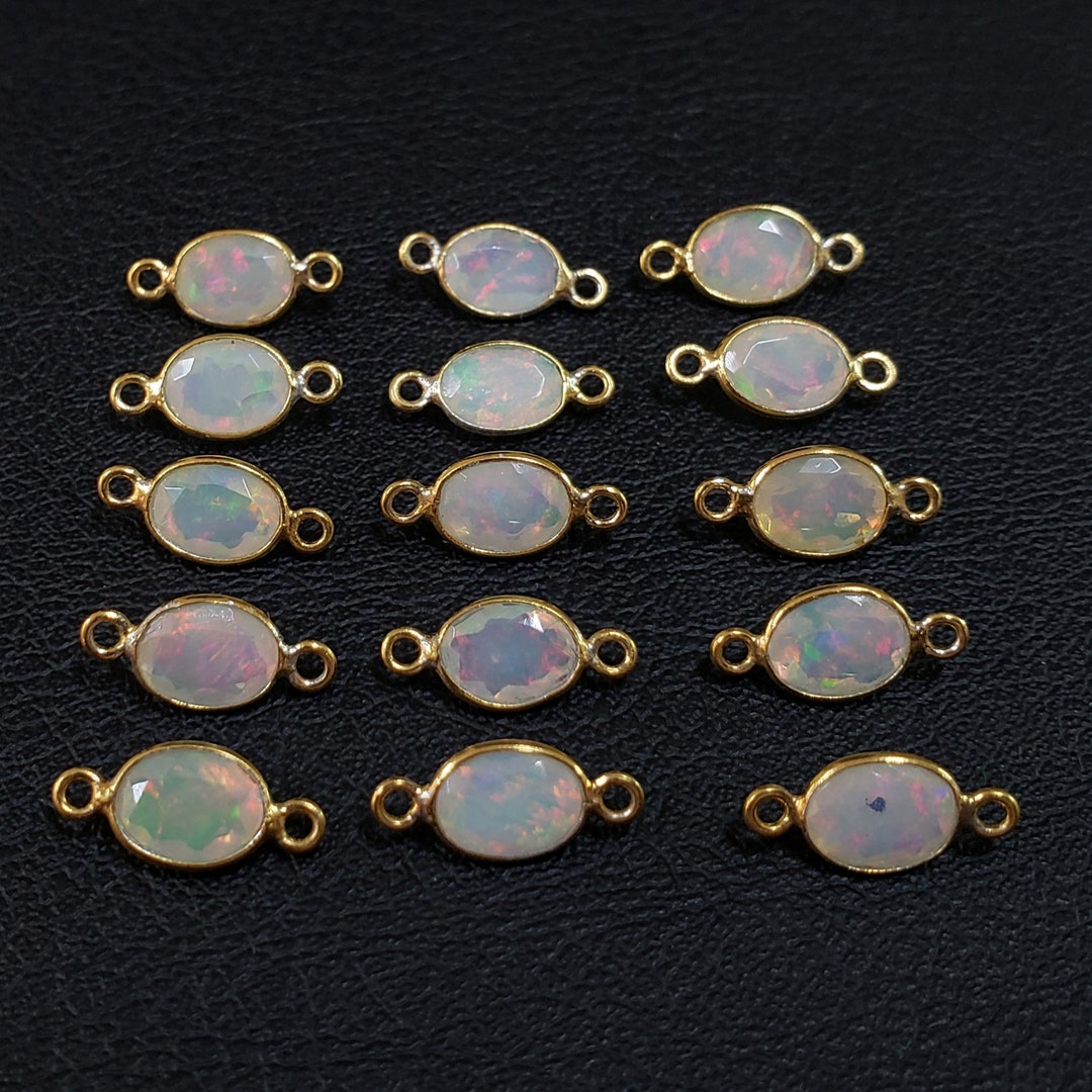 Gold Vermeil Opal Connector Charms, DIY Findings, Vermeil Accessory
