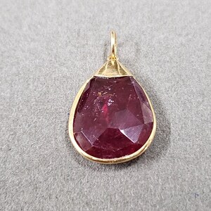 Natural Rubellite 18k Gold Pendant, Gold Accessories, Inclusion Based, Rare Color, Dainty Pendant, Semi Precious Stone