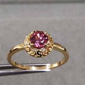 14k Solid Gold Pink Tourmaline Ring, Statement Tourmaline Ring, Pink Shade, Valentine&#39;s Gift, Love Gold Jewelry, Gift for Her