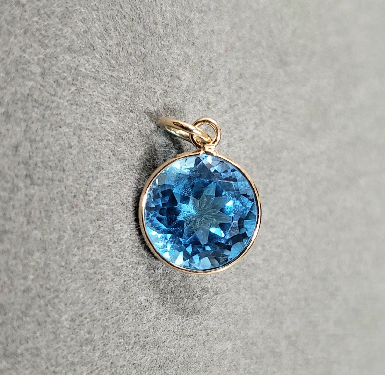 Diamond and Blue Topaz Circle Pendant - Etsy