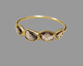 18k Gold Brown Diamond Ring | Rose Cut Stacking Band