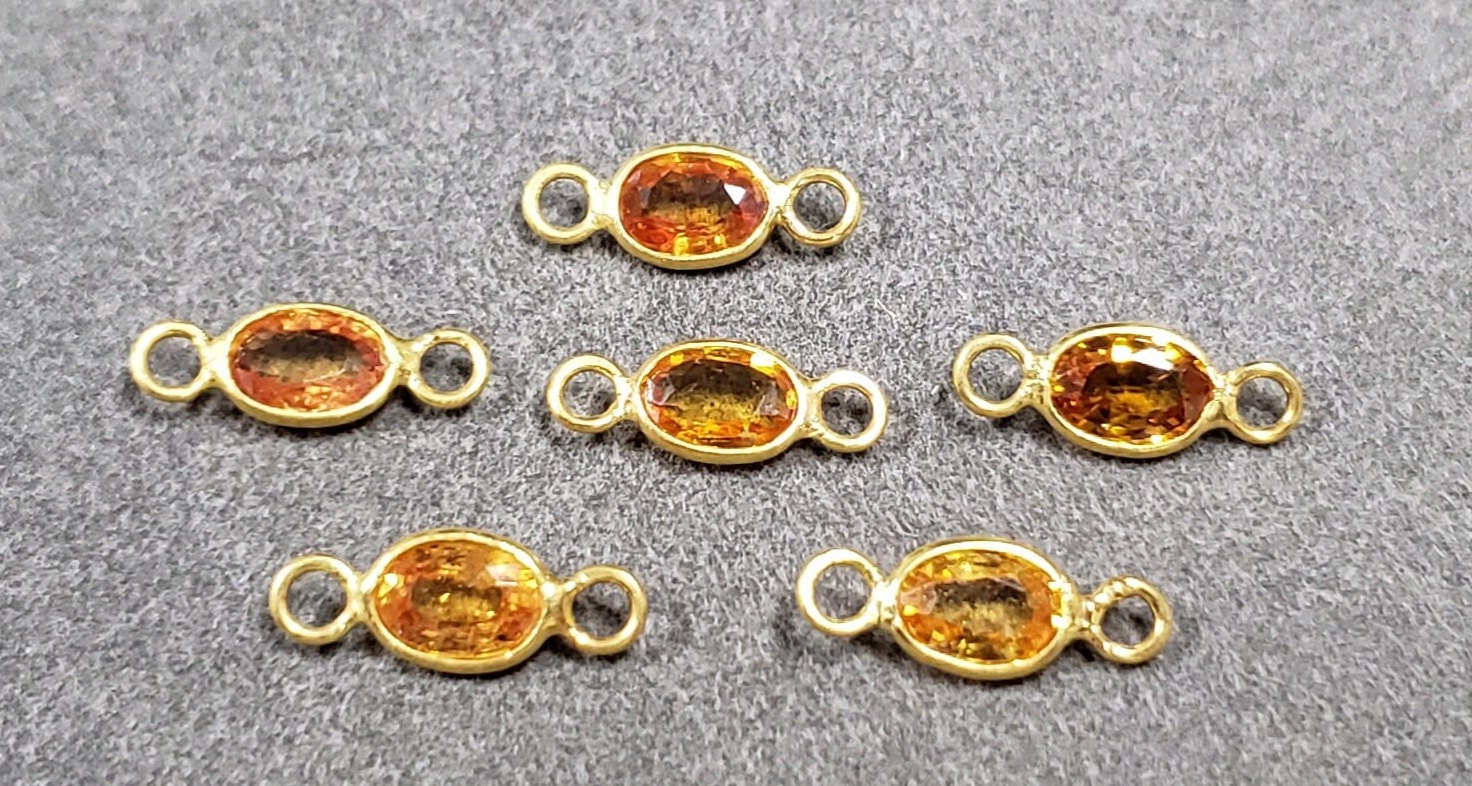 18Kゴールドイエローサファイアコネクターチャーム：ハンドメイド