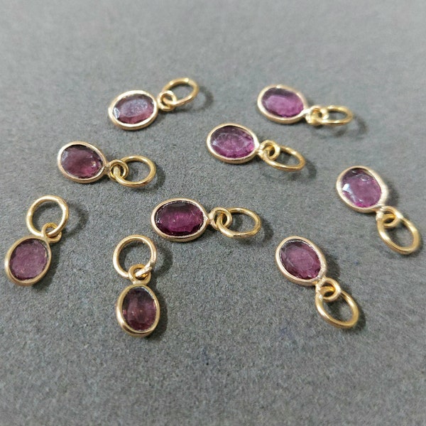 Pink Tourmaline Oval Shape Pendant, 18k Gold, Pendant Necklace, Gold Jewelry, DIY Gemstone Findings, Sweet pink shade, Price per piece