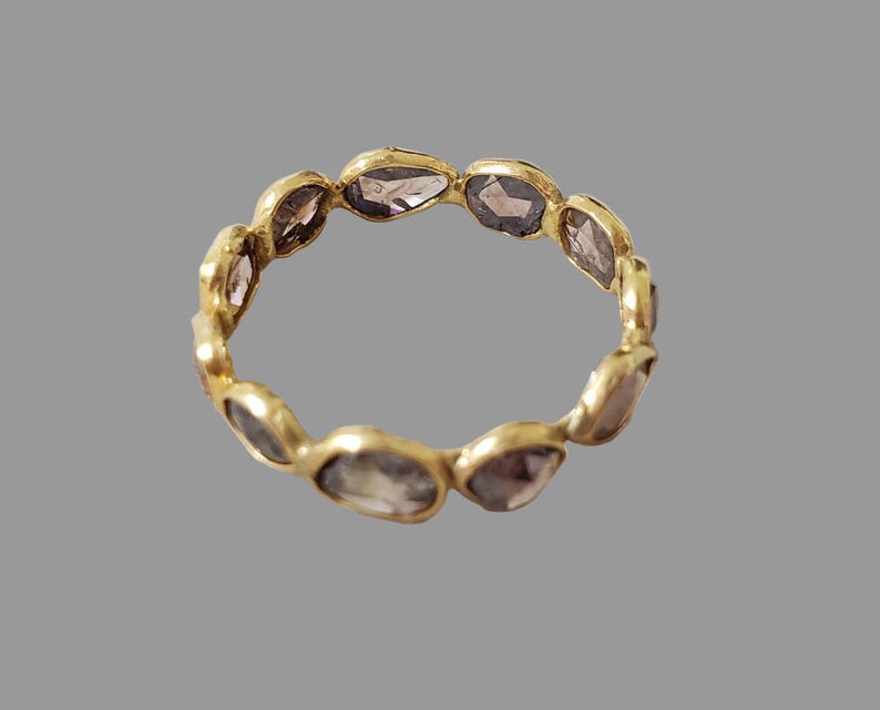 Natural brown diamond eternity band with gold finish