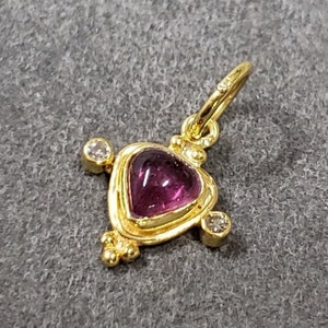 18k Gold Pink Tourmaline with Diamond Pendant Necklace, Amazing Quality, Daily Pendants, Gold Jewelry, Cabochon Findings, Rubellite Stone