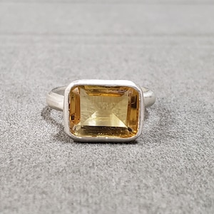 Matte Finish 925 Silver Octagon Shape Citrine Ring, Silver Jewelry, Citrine Wedding Ring, Unisex Silver Ring, Handmade Ring, Statement Ring