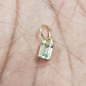 14k Gold Baguette Aquamarine Charm Pendant, Handmade Findings, Aquamarine Cut Stone Pendant, Women Necklace Pendant, Gold Necklace Pendant