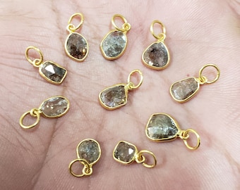 Colgante rústico de oro de 18 quilates con diamantes: corte rosa