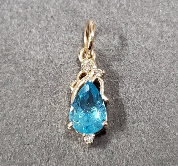 ハンドメイド 14K ゴールド ペアー パライバトルマリン & ダイヤモンド