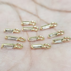 Baguette Diamond 14k Gold Charms, DIY Findings, Handmade Jewelry, Diamond Jewelry, Gold charms supplies, Price per piece