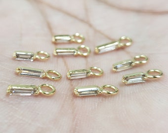 Baguette Diamond 14k Gold Charms, DIY Findings, Handmade Jewelry, Diamond Jewelry, Gold charms supplies, Price per piece