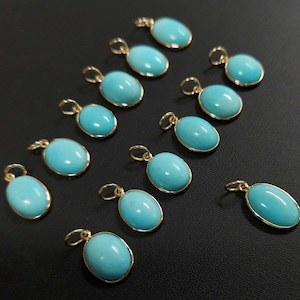Arizona Turquoise 14k Gold Pendant, Gemstone Findings, Birthstone Oval Turquoise, Sleeping Beauty, Solid Gold Bezel, Turquoise Cabochon