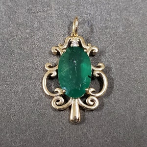 14k Gold Oval Emerald & Brilliant Cut Diamond Women Pendant, Emerald Gemstone, Darker Green Emerald, Precious Stone, Necklace Findings