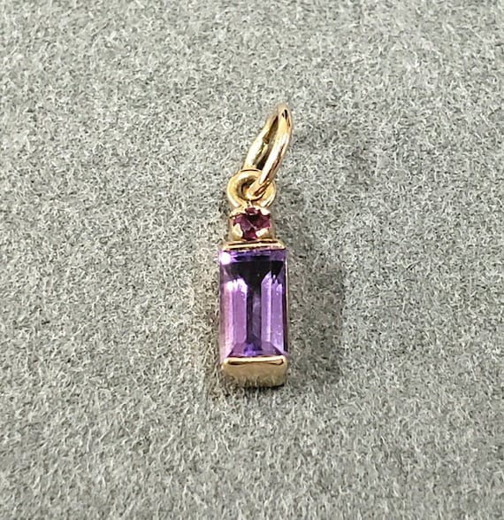 Pendentif En Or Rose Et Blanc 14 Carats Avec Améthyste - Neuf Avec Étiquettes