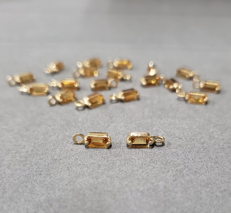 Natural Baguette Citrine, 18k Gold Handmade Charm Pendant image 5