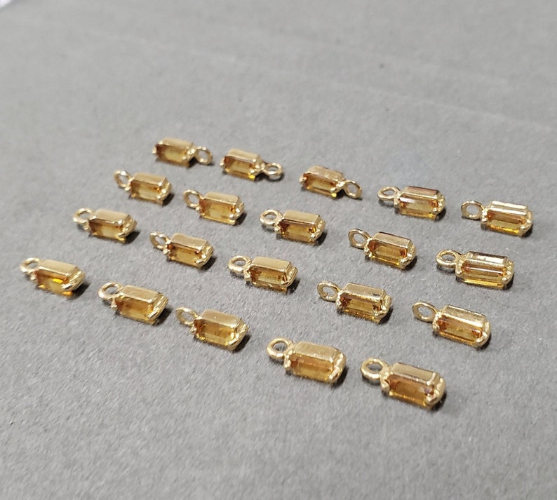 Natural Baguette Citrine, 18k Gold Handmade Charm Pendant image 2